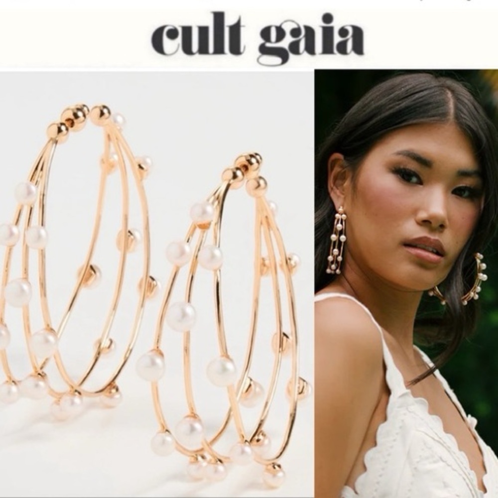 🌺🎉HP🎉🌺 NWT Cult Gaia Shanti Large Pearl Earrings - Picture 11 of 16